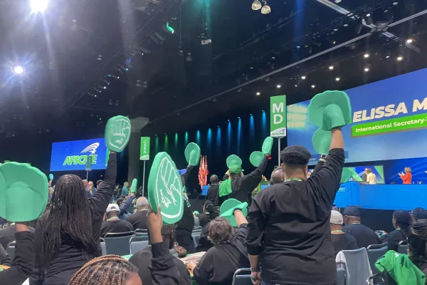 Members and staff rally at the AFSCME International Union convention in Los Angeles