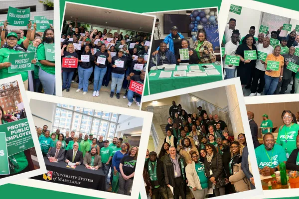 College of photos featuring AFSCME members in action