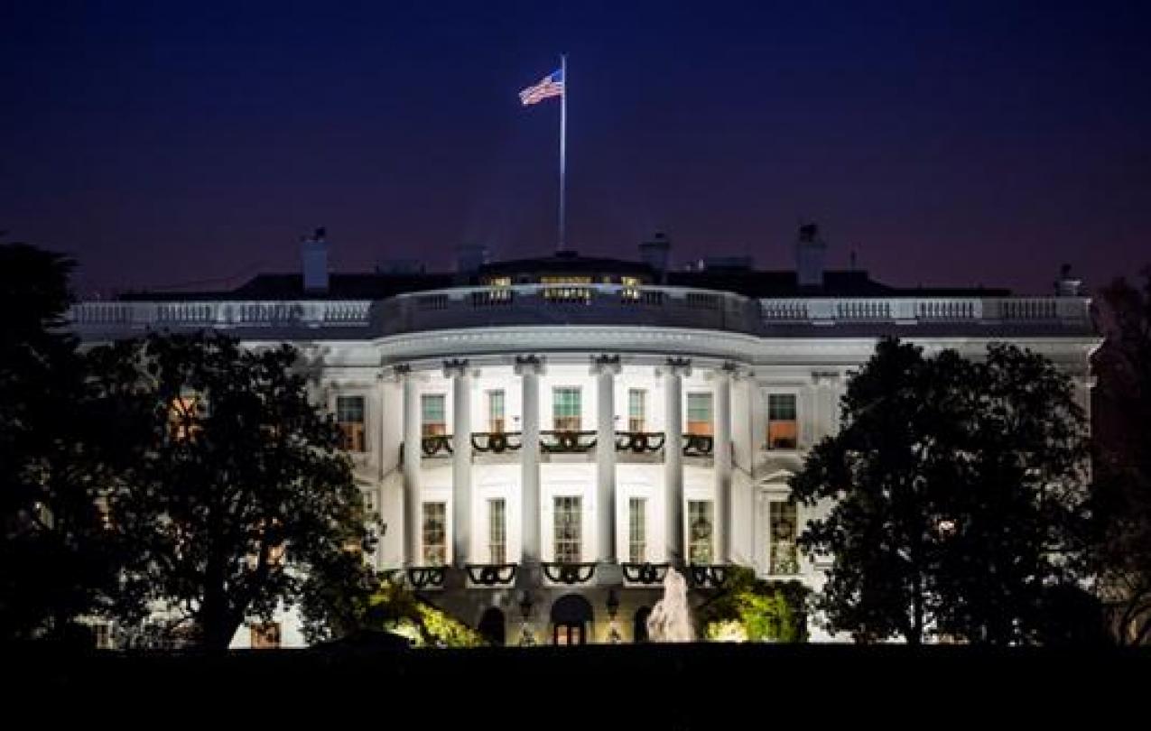 The White House at night