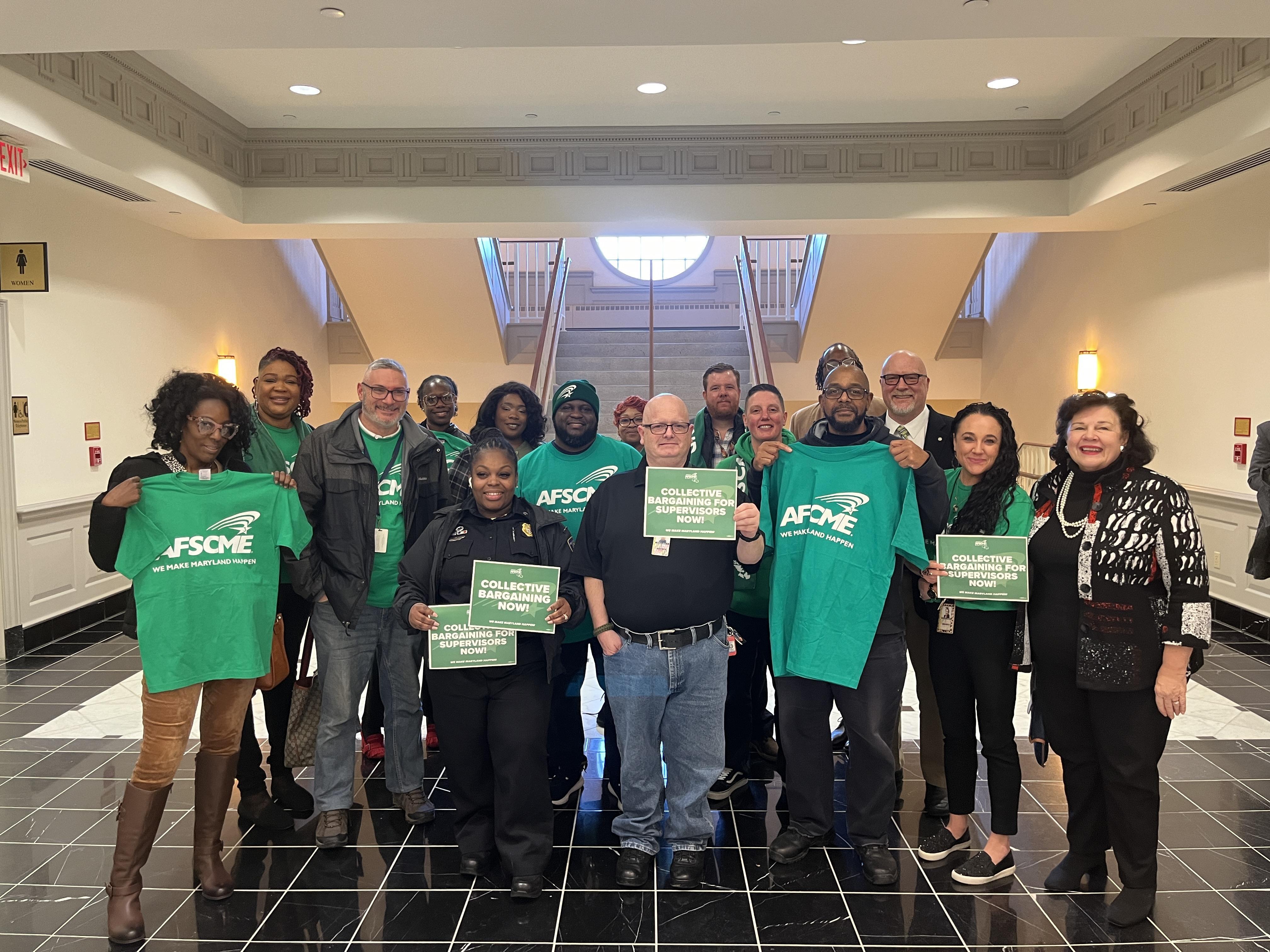 AFSCME supervisor members advocating for collective bargaining legislation in Annapolis
