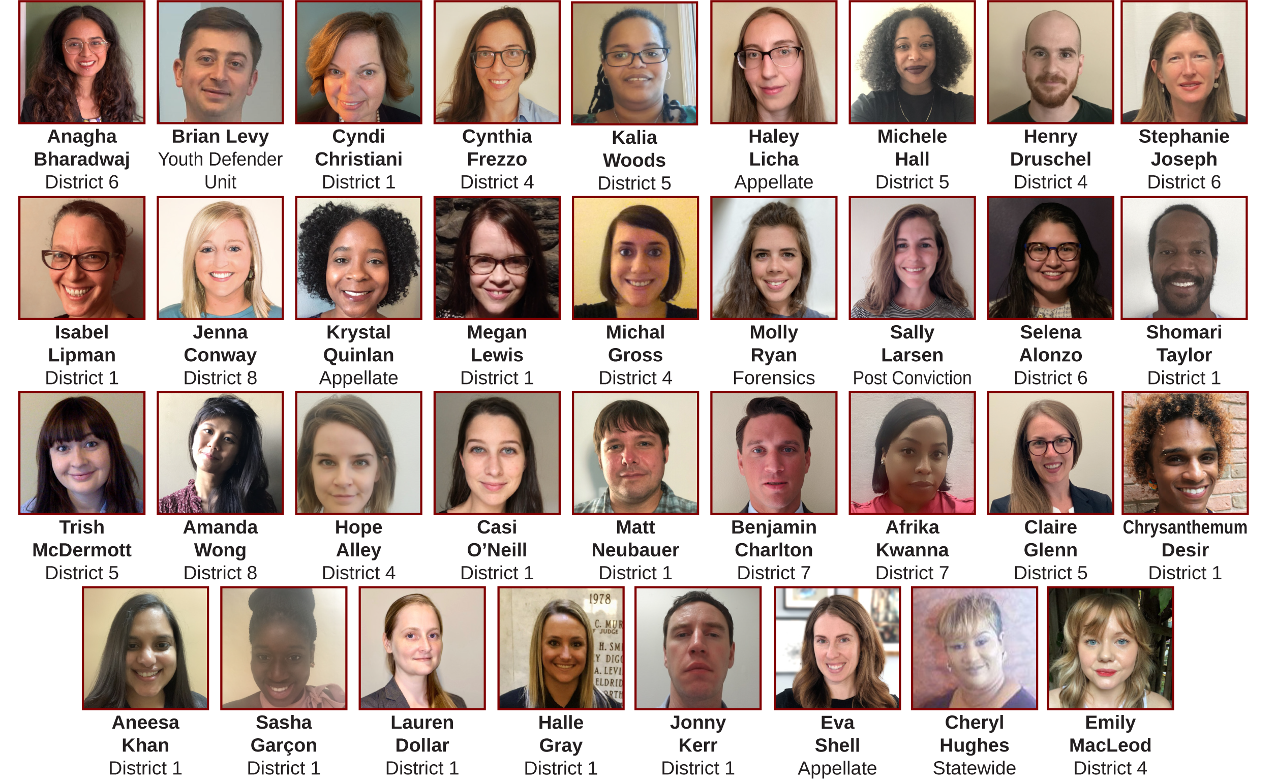 Headshots of all 35 members of the MDU Organizing Committee
