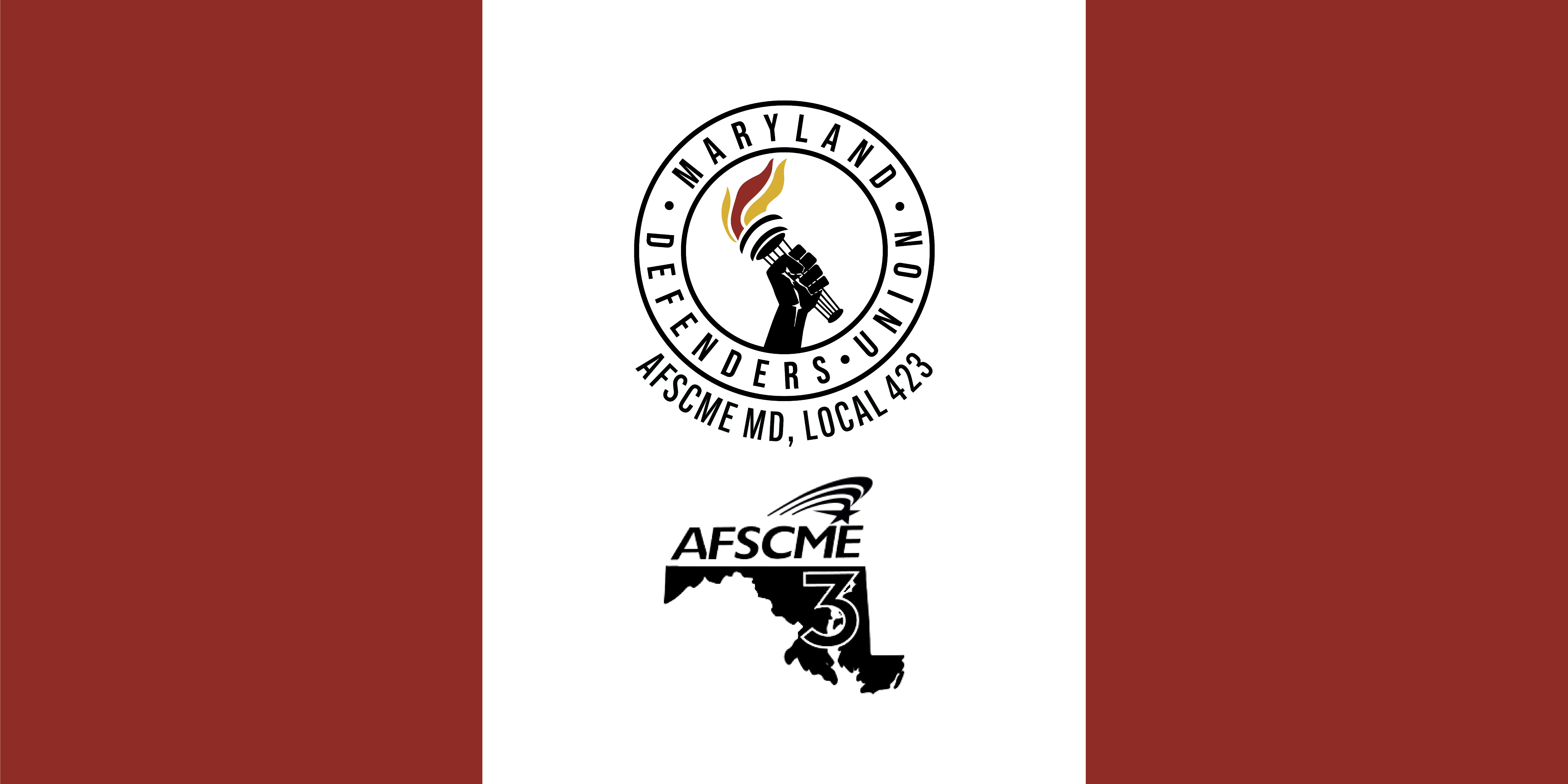 Burgundy and white page header with the MDU and AFSCME Maryland logos
